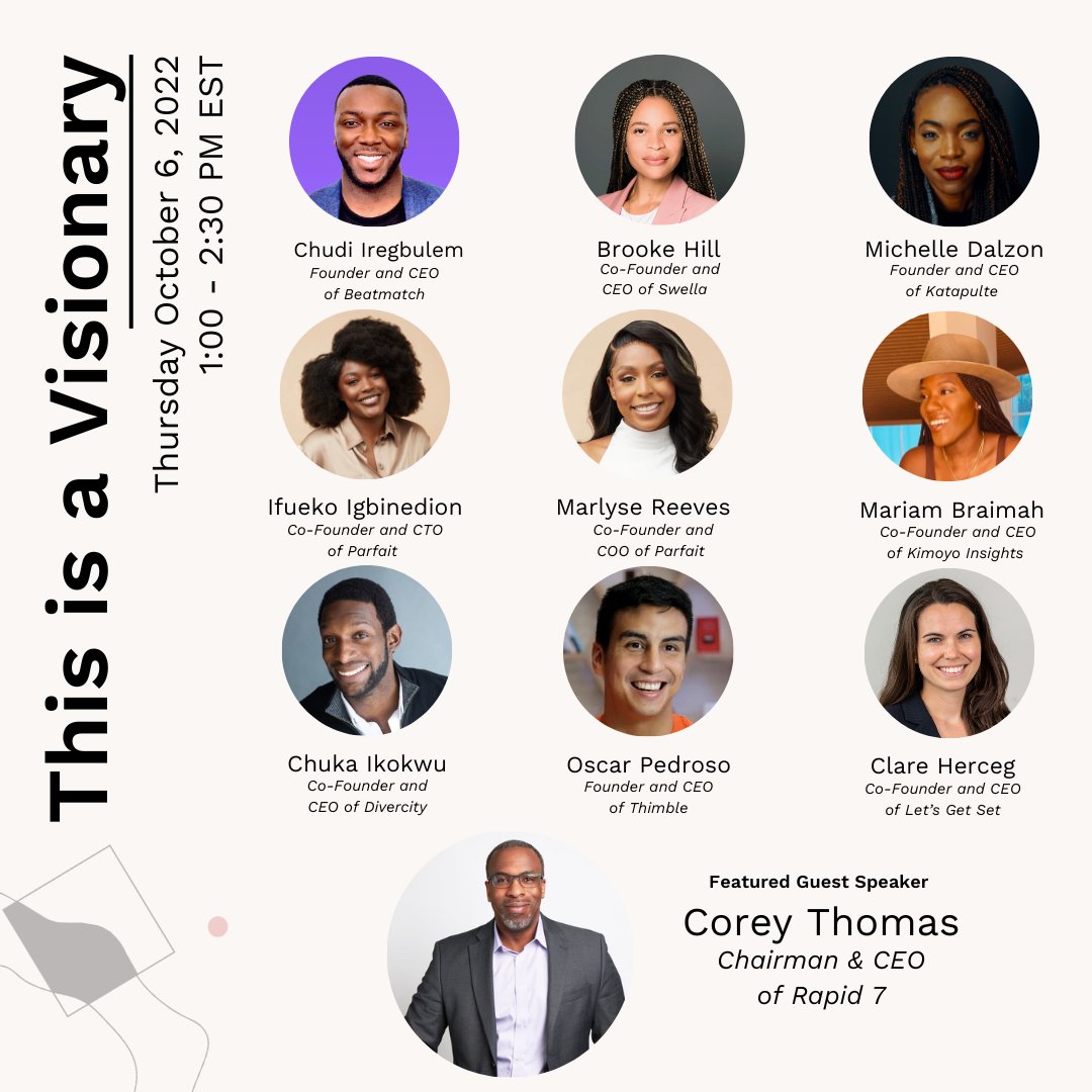 visiblehandsvc's tweet photo. We're ONE WEEK AWAY from hosting our This is a Visionary showcase for the fall season! 🎉

Be the first to hear pitches from founders coming out of our accelerator’s 2021 cohort - RSVP Today: https://t.co/dPgrUP6G92 https://t.co/lT44pFSl6w