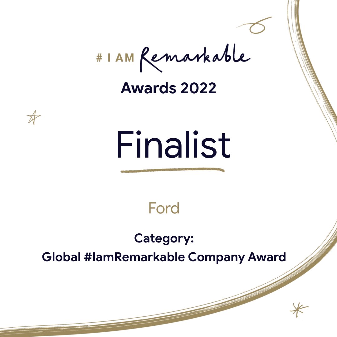 AngCJohnson's tweet photo. Congratulations to our 45 Global #IamRemarkable Facilitators from Ford who bring their pass across the Ford Community, contributing to our DEI goals, and impacting over 4000 employees! What an honor to be recognized as a Finalist for the Global #IamRemarkable Company Award! @Ford https://t.co/S9gw2rBirD
