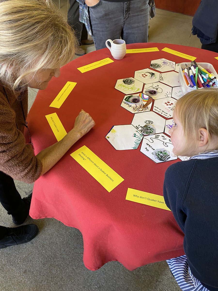 SidcotSchool's tweet photo. Lovely to join the local Quakers for ‘Quaker Questions’ this evening. The children were invited to reflect on and draw the things that matter most to them and attribute the relevant Quaker Testimony. 

#QuakerWeek @BritishQuakers https://t.co/CQ7YhxpspC