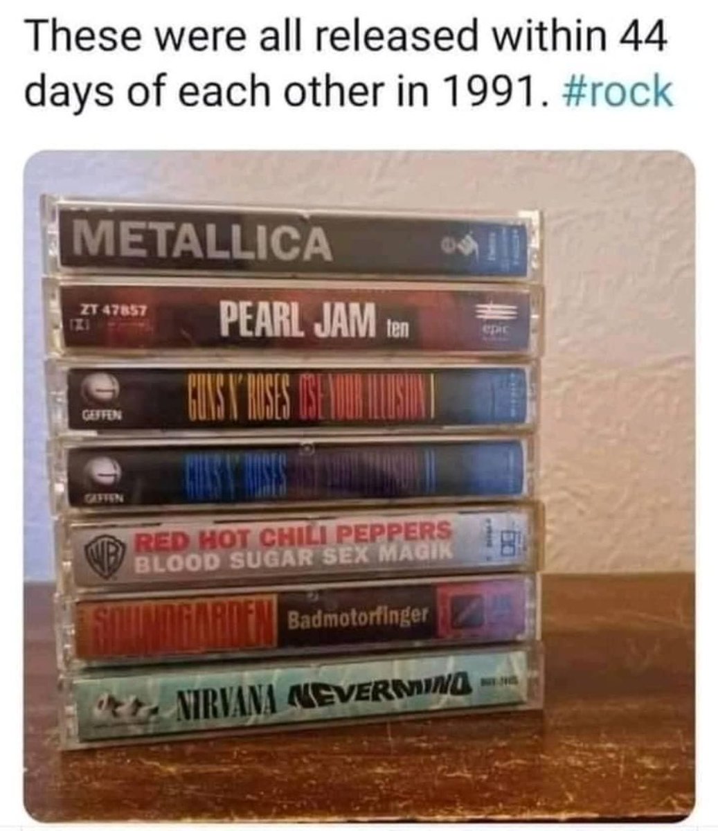SaviSoundScript's tweet photo. 1991 was an amazing year for music, especially rock, but these 6 weeks were incredible! https://t.co/bDCrgngWml