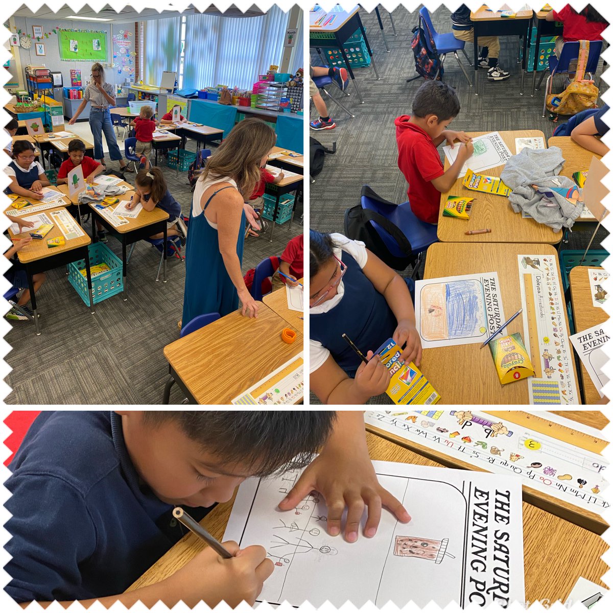 Thank you to our special volunteers for teaching us our first #ArtMasterpiece lesson!  The #Cactusclass loves to create! @ChandlerUnified @tresanguianos @HartfordSEH