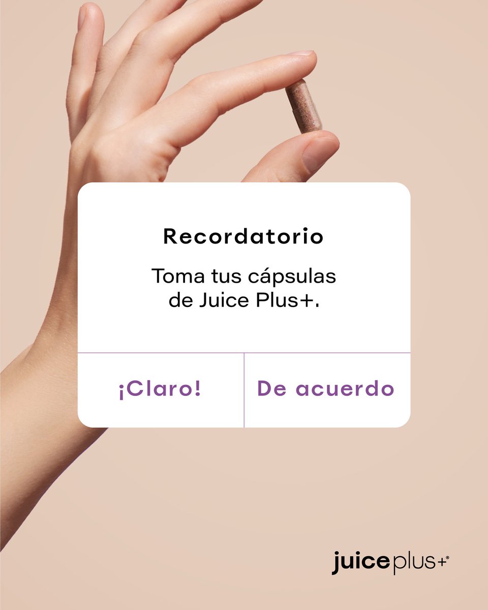 JuicePlusMexico's tweet photo. ¿Ya te tomaste las cápsulas de Juice Plus+ hoy? Si ya, ¡muy bien por ti! Tu cuerpo recibió los nutrientes de + de 30 frutas y vegetales. Si aún no, ¡no te preocupes! Puedes consumirlas en cualquier momento del día, acompañándolas de alimentos y un vaso con agua #JuicePlusMX https://t.co/bp99bCqqWI