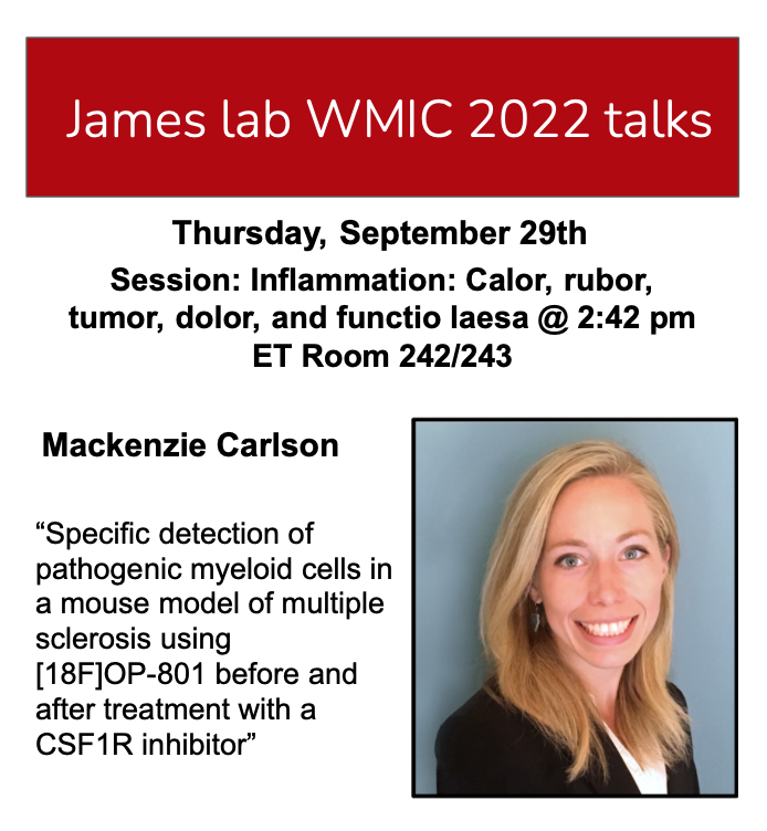 My amazing grad student Mackenzie Carlson is about to wow you with her talk on detecting treatment response in a mouse model of MS using [18F]OP-801. Check it out in room 242/243 or online. She is also looking for postdoc positions - any lab would be extremely lucky to have her!!