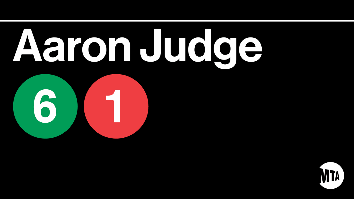 MTA's tweet photo. Sending big congrats to @TheJudge44 on hitting #61 last night ⚾️ https://t.co/nomeoRnLxC