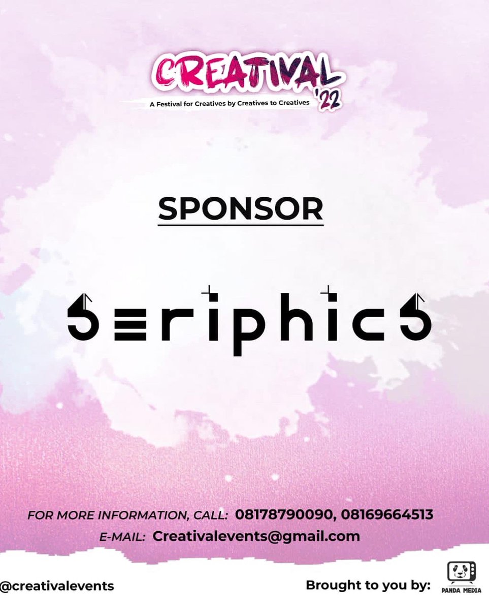 creativalevents's tweet photo. We are pleased to announce to you our lovely headline sponsors for creatival 22. The all varieties award and Seriphics designs 
Make it a date with us on the 9th of October. Be there #creatival https://t.co/BpOn2geR5W