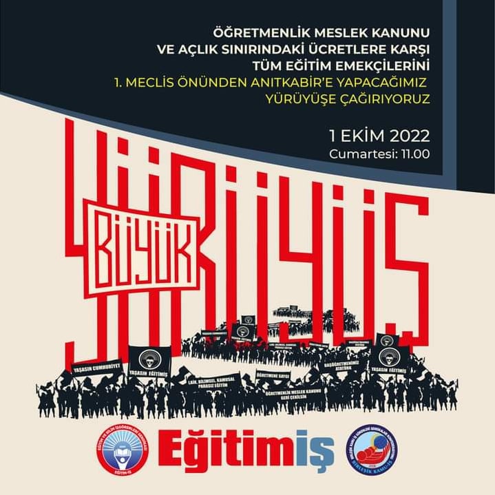 muratturhan52's tweet photo. Ankara'da 1.Meclis önünden Anıtkabir'e yapacağımız #buyukyuruyus etkinliğimize #ömk ya karşı olan tüm öğretmen arkadaşlarımızı bekliyoruz.
Gün birlik olma günüdür.
Sesimizi duyurmaya ben varım, sen de var mısın?✌
@egitimis @kademozbay_ @HikmetPala52 @KARAYELHUSEYIN @AyePnarKARA2 https://t.co/c0bPrOxP6e