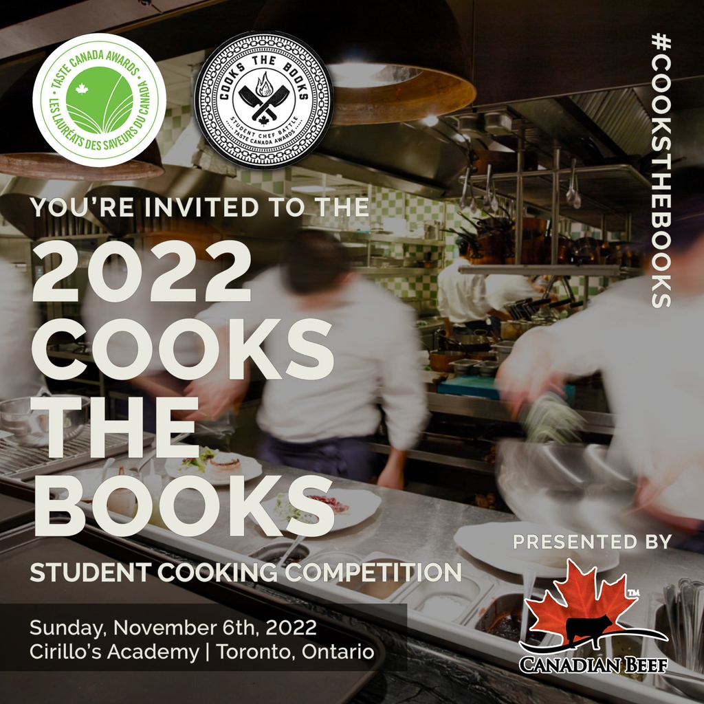 Tickets are now available for the #CookstheBooks competition presented by @LoveCDNBeef! Join us in the Kitchen Arena on Nov 6 at <a href="/CirillosAcademy/">Chef John Cirillo</a> and then find out who is crowned Taste Canada’s Best New Student Chefs at the #TasteCanadaAwards22 Gala Nov 7! l8r.it/M85O