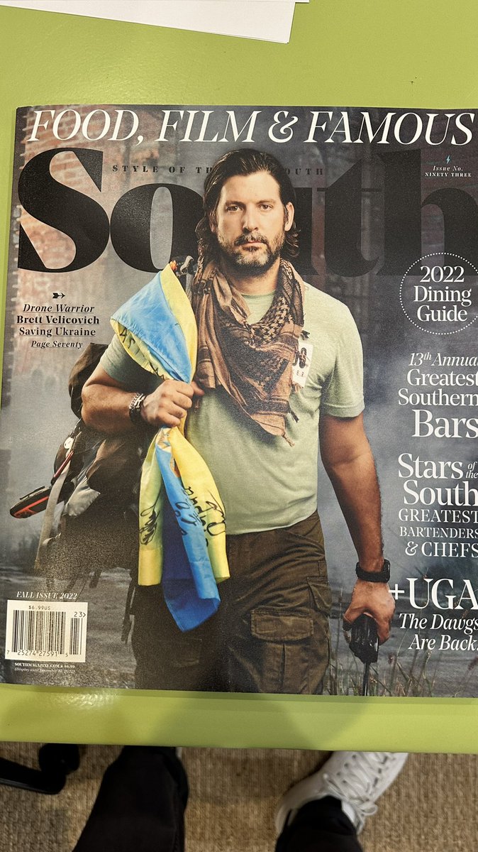 TheDroneWarrior's tweet photo. Huge shout out to South Magazine for putting me on the cover of their latest issue and highlighting @UkraineFriends_ volunteers humanitarian efforts in #Ukraine. It’s been an incredible journey and we still have more people to help. The mission continues. 🇺🇦 🇺🇸 💪 @southmag https://t.co/VBqKfGMKkP