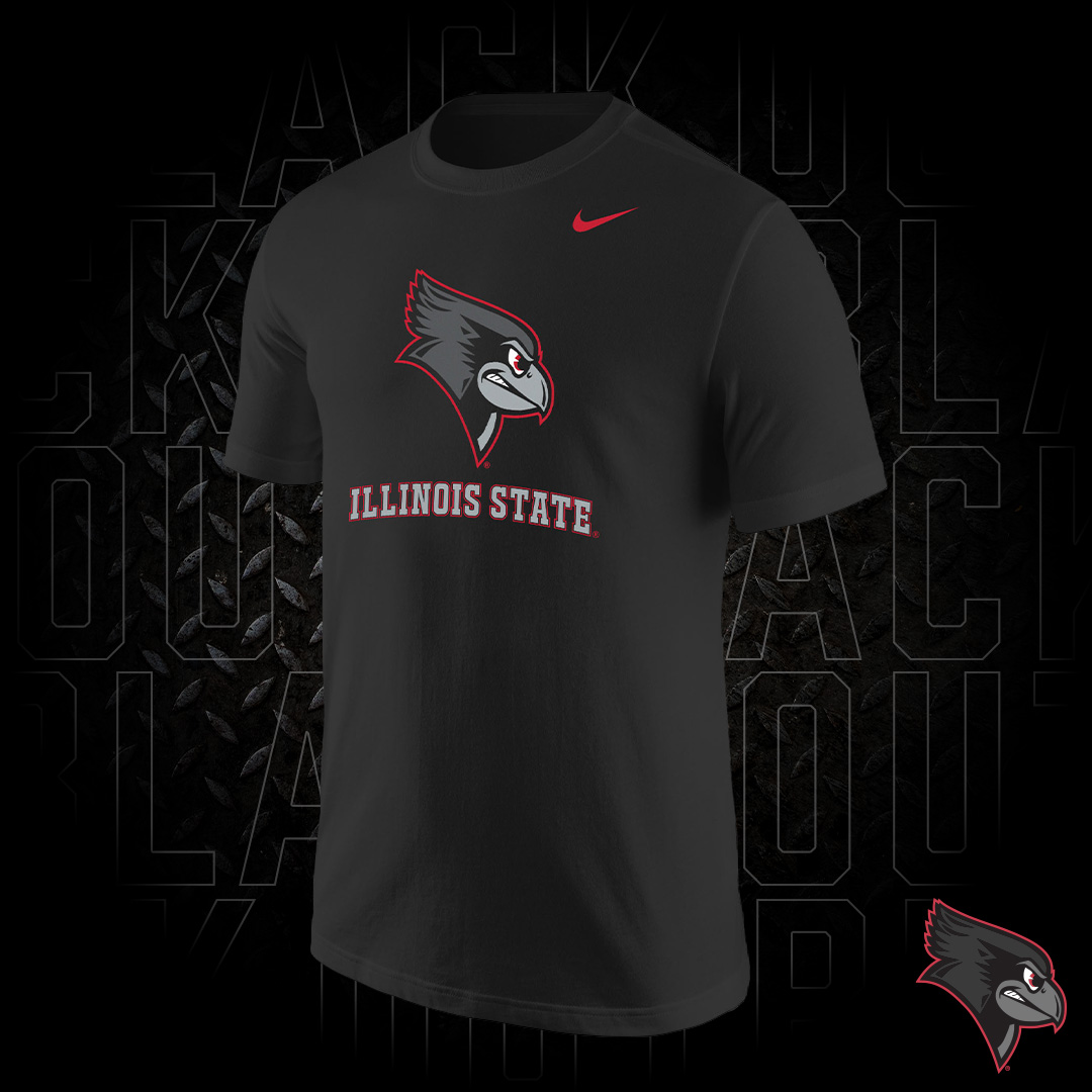 ISURedbirds's tweet photo. Illinois State Athletics is going dark this weekend and 𝘽𝙇𝘼𝘾𝙆 𝙊𝙐𝙏 shirts are going quickly! Head over to the Alamo II to get yours today! https://t.co/peBBerrZTc