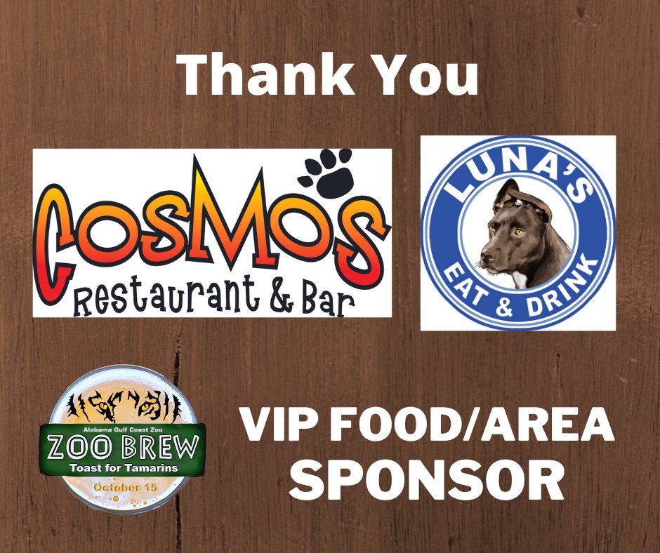 ALGulfCoastZoo's tweet photo. Our VIP Zoo Brew guests will be treated with amazing food and amenities thanks to our VIP Area Sponsor @CosmosRestBar and @LunasEatDrink. Thank you for your continuous support of the Zoo, we appreciate you! #AGCZooBrew #TheSlothCrawl #AGCZFamily #WeLoveOurDonors https://t.co/BjjExZZiQQ