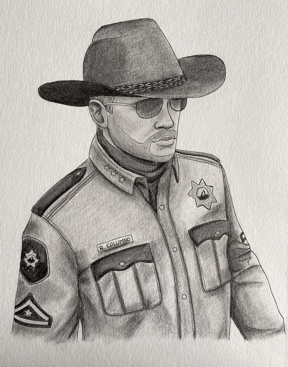 emily_bees's tweet image. Grayscale drawing of R. Columbo @Dogbertrp #nopixelfanart #NoPixel