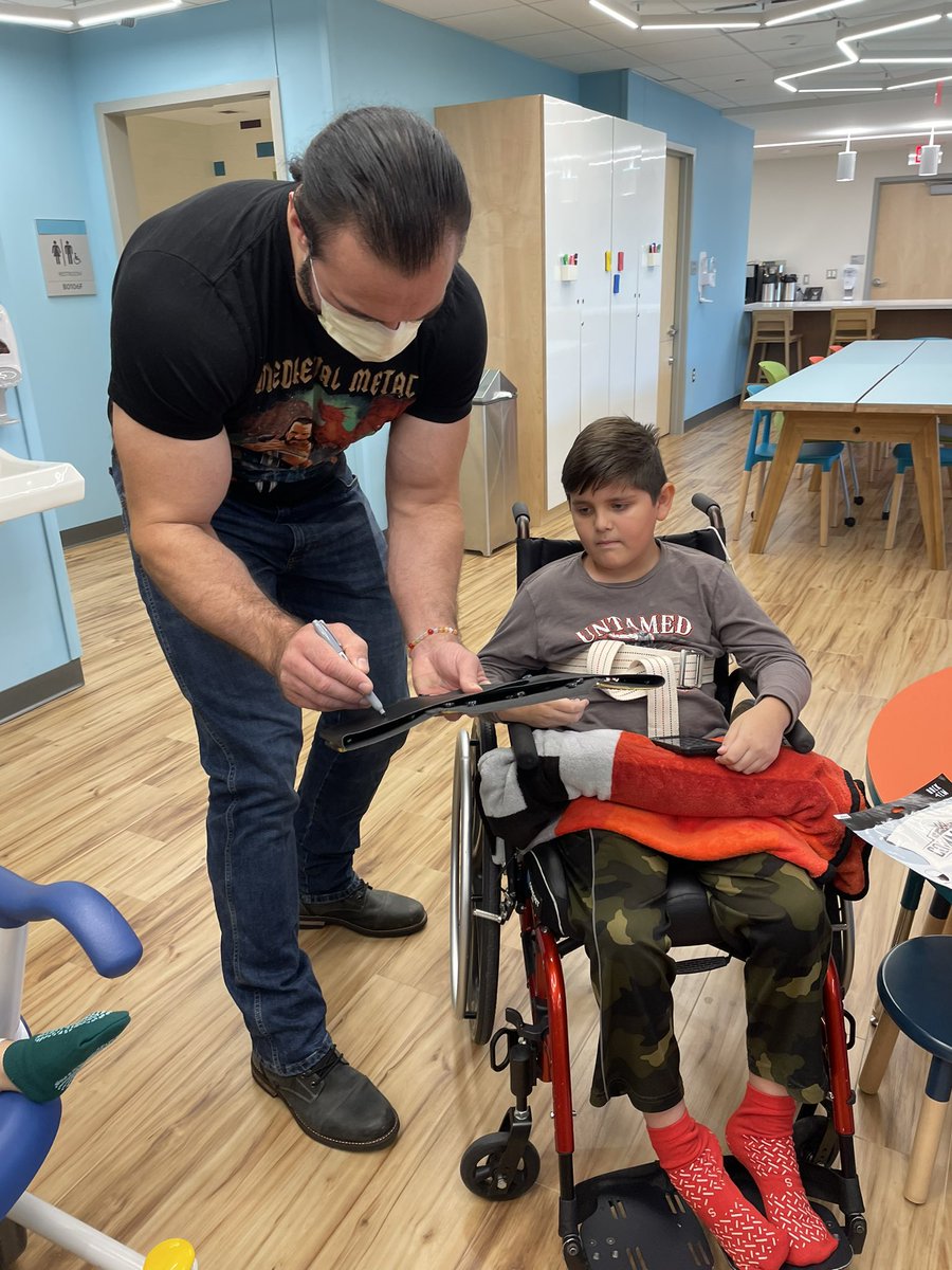 .@DMcIntyreWWE made dreams come true today at the @childrenshospsa for #ConnorsCure and @TheVFoundation!