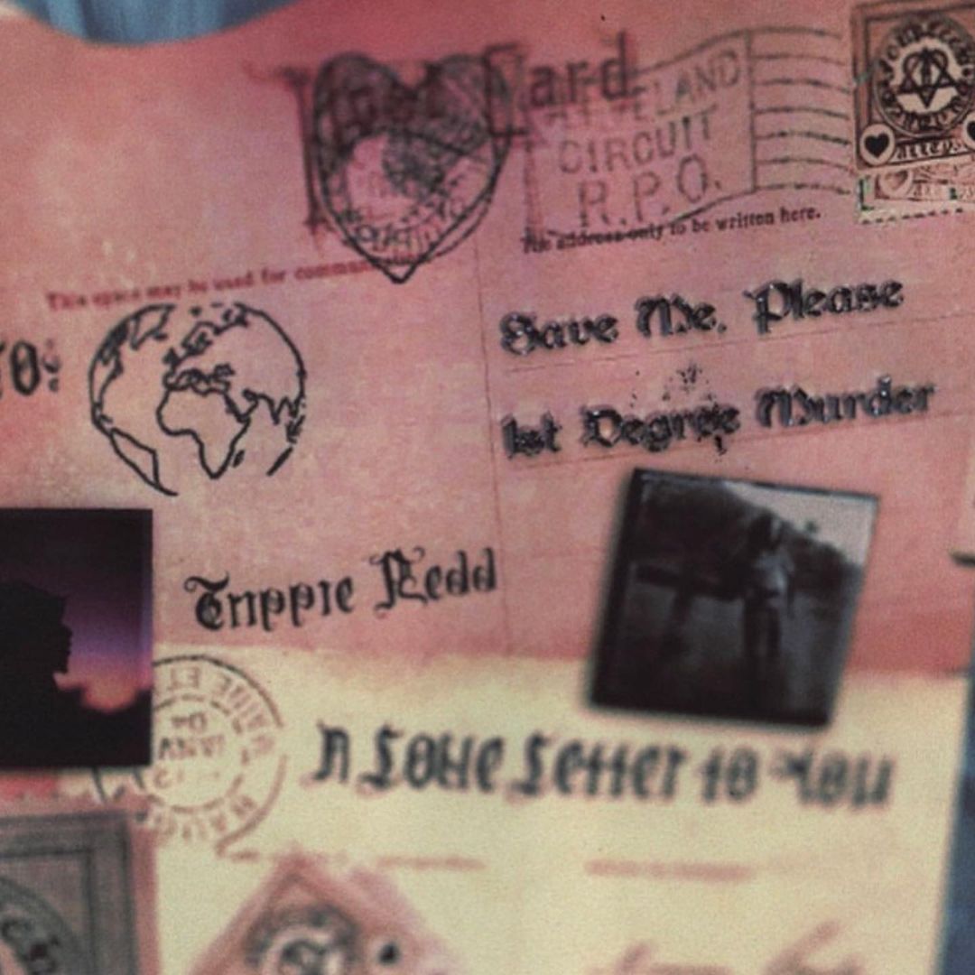trippieredd's tweet photo. Save me please &amp; first degree murder will drop tonight ! Comment 5 if you can’t wait to hear🦇 https://t.co/YfggPwmm3Y https://t.co/lkOBiQ4b4J
