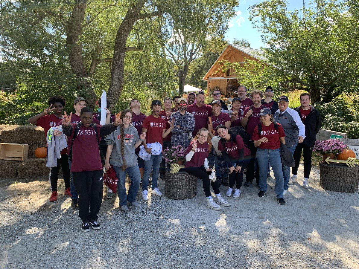 walthorner's tweet photo. Great day to celebrate #FoundersDay2022 at Land Sake Farm w @RegisCollege_MA students, faculty and staff @RegisLife_MA https://t.co/AsO3dCO073