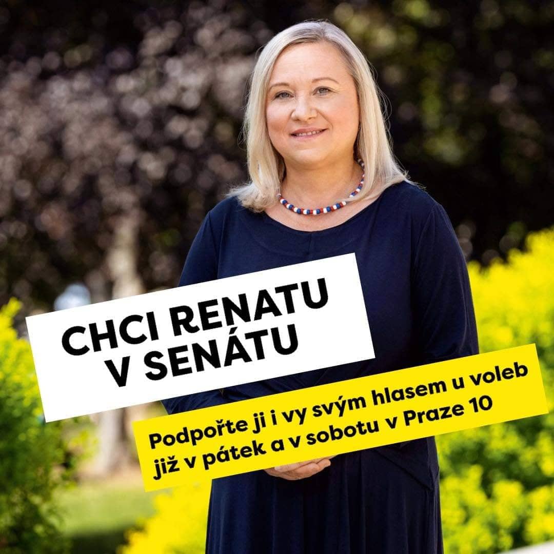 V pátek a sobotu jdeme na Praze 10 opět k volbám. Přeji si úspěch pro @SenatorkaRenata.
💪 Sociální a environmentální témata, znalost senátního obvodu,  jasný postoj k Rusku (i k chování hradu), nepřetržitý a autentický zájem o obyvatele nejen naší MČ.