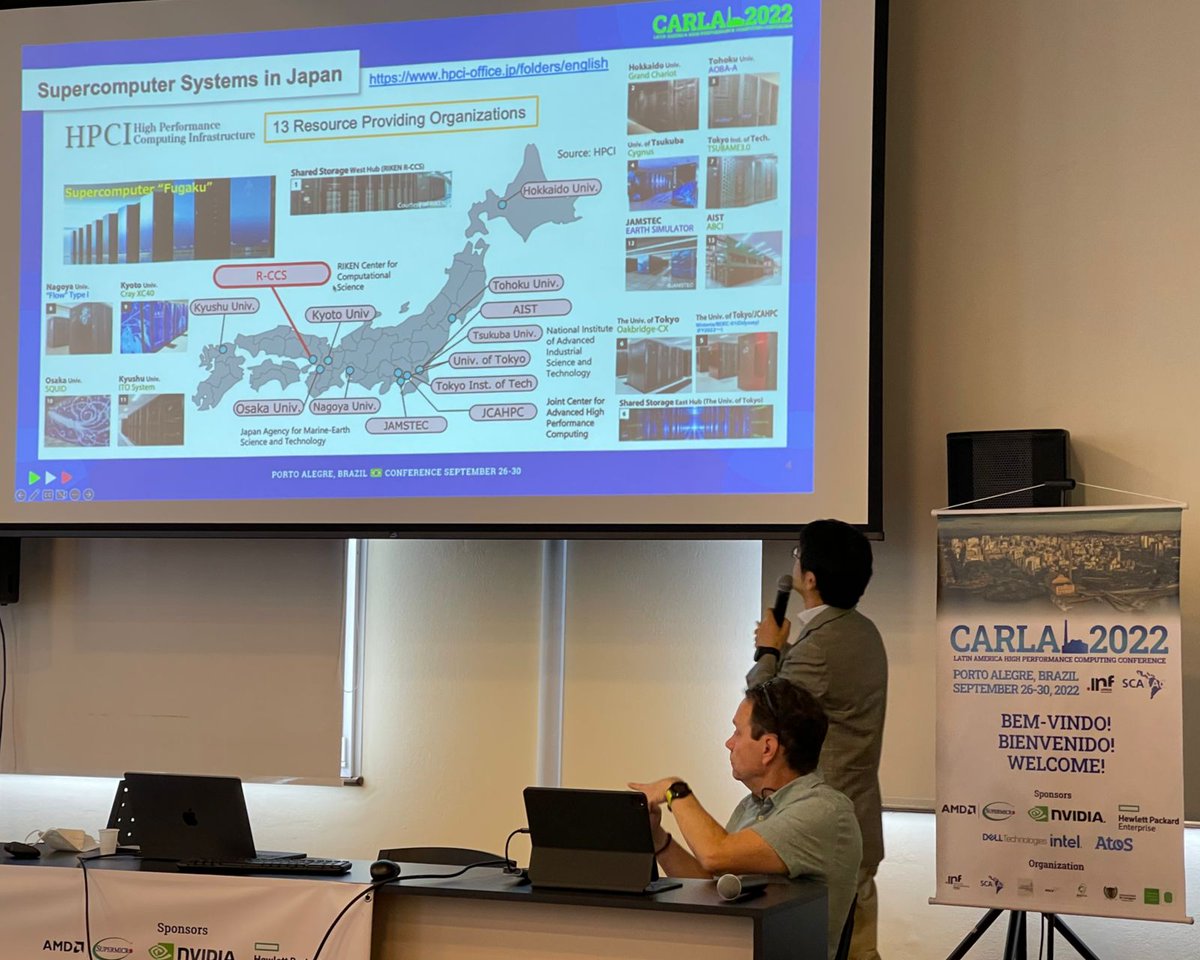 CARLA_Conf's tweet photo. .@eliecercadenas, @PatoReyS and the Prof. Toshihiro Hanawa at the "HPC Collaboration between Asia and Latin America" Panel at #CARLA2022. Join us live at https://t.co/CHyGHNcp03 https://t.co/EqRKsIhkZC