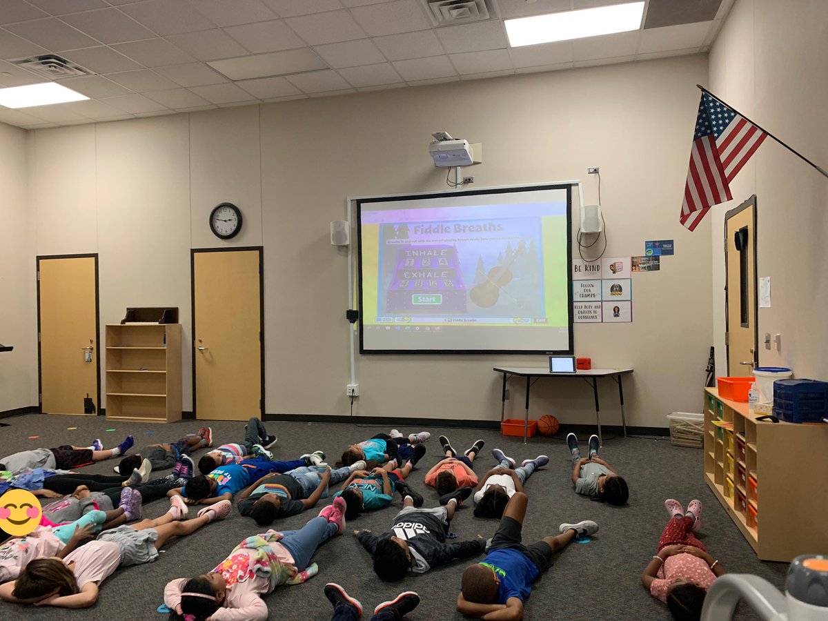 LegendreMusic's tweet photo. 2nd Grade Sharks doing their fiddle breath exercise. They love challenging themselves, trying to exhale all the way through 16 beats! @Quaver_Ed @JSE_Sharks https://t.co/q7fYeSQC3k