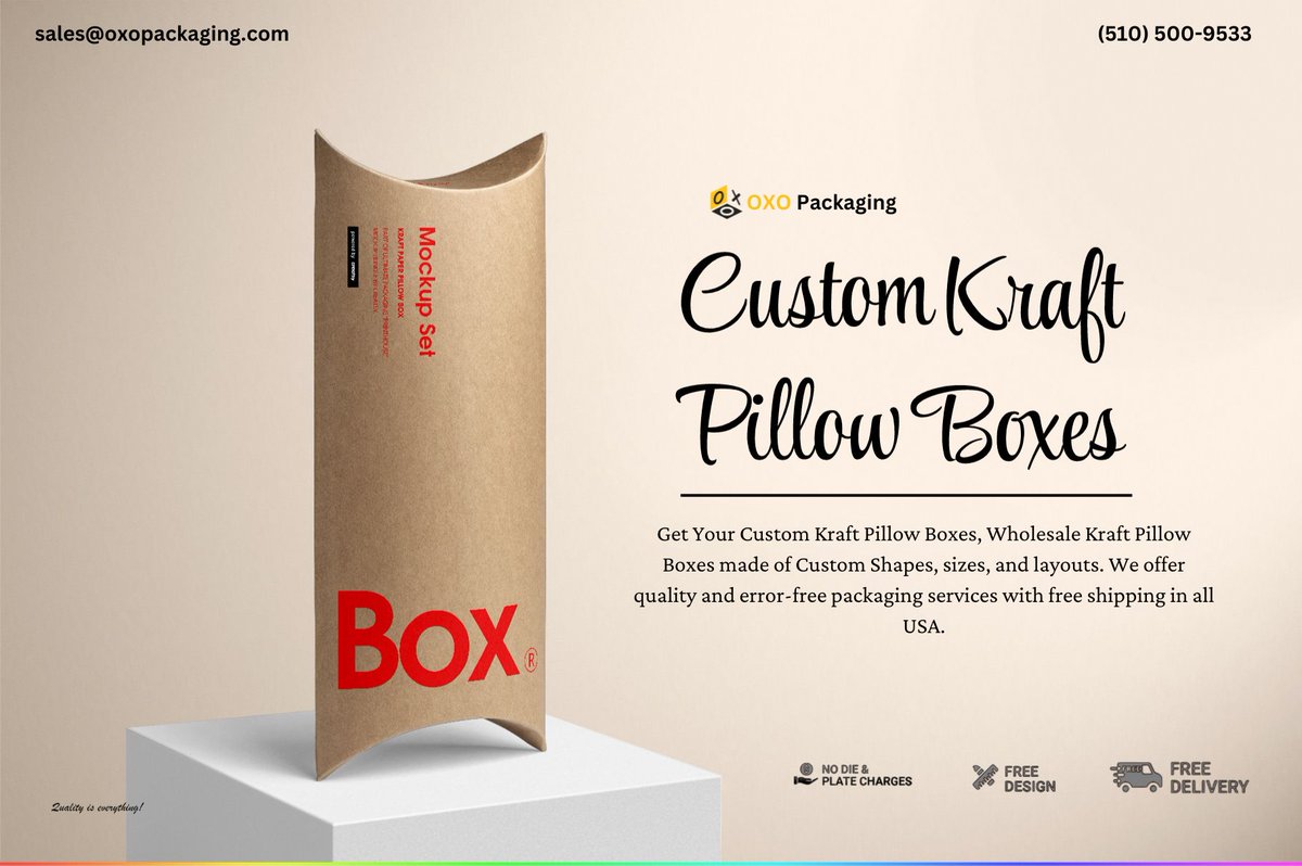 RobertT76517111's tweet photo. If you want the perfect custom kraft pillow boxes, there is no better place to check than OXO Packaging.
Contact Us...
Phone: (510) 500-9533
Email: sales@oxopackaging.com
Website: https://t.co/29kPtR97Na
#packagingsolutions #pillowboxes #custompillowboxes #boxes #packagingUSA https://t.co/rqZVBkJuu6