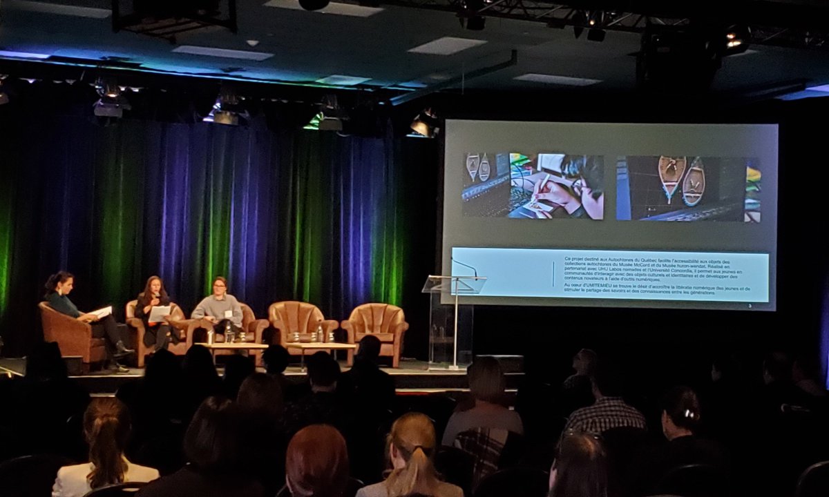 #SMQ2022 Les panélistes présentent le projet éducatif Umitemieu, né d’un processus de cocréation. Avec Leïla Afriat du <a href="/MuseeMcCordStew/">Musée McCord Stewart Museum</a>, Audrey Eberlé, du Musée Huron-Wendat et Stéphane Nepton, cofondateur UHU labos nomades. #MuséesQc