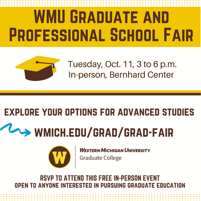 wmutriossp's tweet photo. There is going to be a free Graduate and Professional School fair held in the Bernhard center on Tuesday, October 11, from 3-6pm. This is a great opportunity for anyone interested in pursuing graduate school! RSVP now! https://t.co/T1Y0aTw9jb