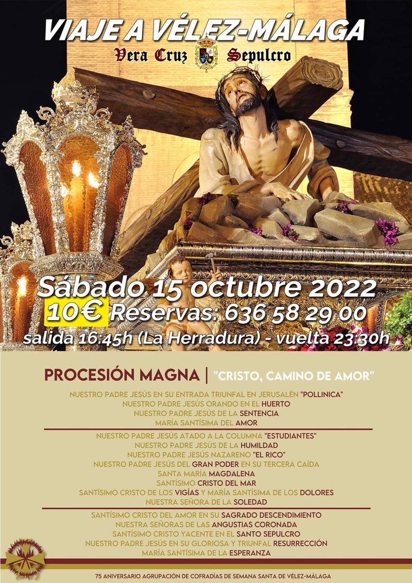 VCruzySepulcro's tweet photo. ‼️Si vives en #LaHerradura también puedes venirte a la Magna de Vélez.

👉🏻 Salida a las 16:45h desde la parada del autobús de la carretera. https://t.co/BkVJ7tJaA3