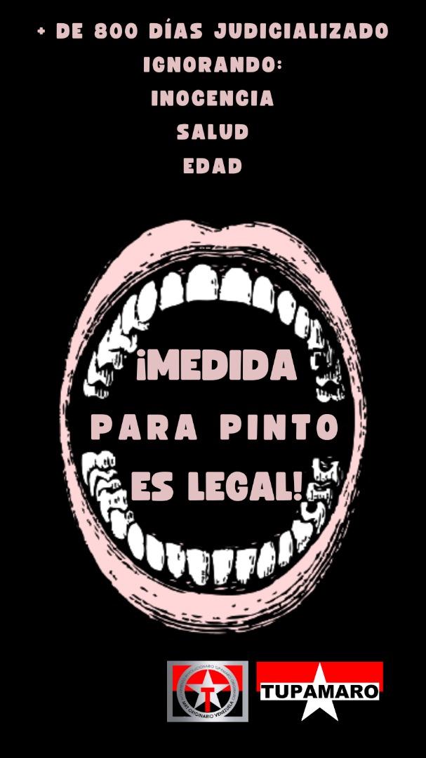 #MedidaSustitutivaParaPintoYa. Muy grave d salud.
<a href="/IGTaldia/">Inspectoría General de Tribunales ⚖️</a> <a href="/UNReliefChief/">Tom Fletcher</a>
<a href="/gladysrequena/">Gladys Requena</a> <a href="/TSJ_Venezuela/">TSJ Venezuela</a> 
<a href="/MinpublicoVEN/">Ministerio Público venezolano</a> <a href="/TarekWiliamSaab/">Tarek William Saab</a> 
<a href="/ErikaOSanoja/">Érika Ortega Sanoja</a> <a href="/Laotratvvzla/">La otratv vzla</a> 
<a href="/mangozurda/">Oswaldo Rivero</a> <a href="/WalterDossier/">Walter Martínez</a> <a href="/cubadebatecu/">Cubadebate</a> <a href="/RNVinformativa/">RNV Informativa</a> <a href="/BEBANEGRA/">❣️🌹 BEBANEGRA 🌹❣️</a> <a href="/NicolasMaduro/">Nicolás Maduro</a>
<a href="/PedroCarreno_e/">Pedro Carreño</a> 
<a href="/jorgerpsuv/">Jorge Rodríguez</a>