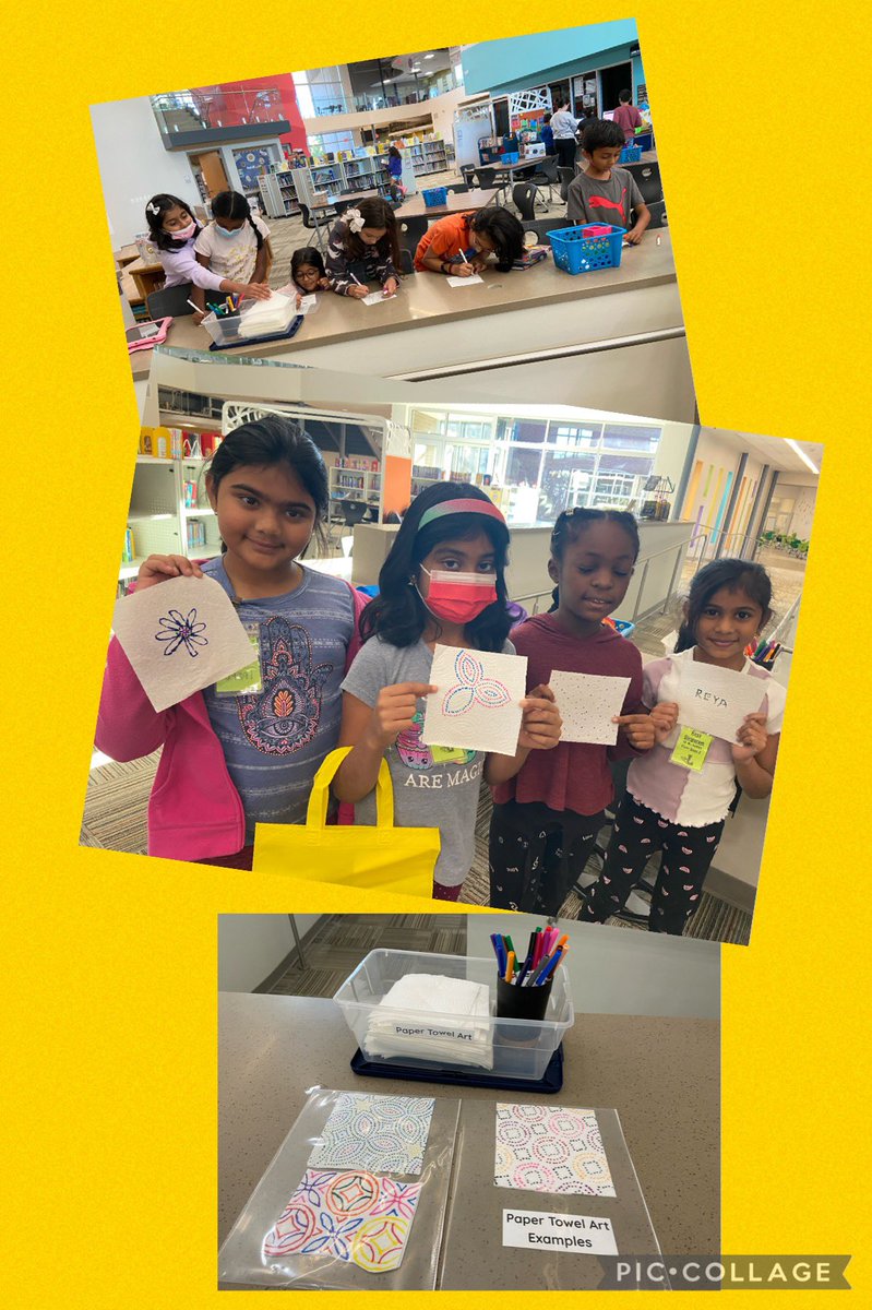 RJLeeLib's tweet photo. The Paper Towel Art station has been very popular in the library this week. #rjlyear9 #cisdlibraries https://t.co/x1ZxXscZca