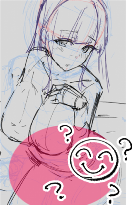 前かがみになったここ苦手すぎてうまく描けないから練習しよってなったけど一生描けなくてすすめないぜ🥹 