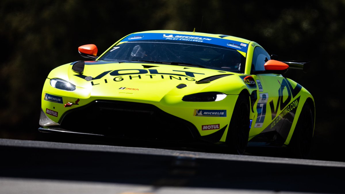 IMSA Michelin Pilot Challenge points leader Alan Brynjolfsson qualifies the Volt Racing Vantage GT4 he shares with Trent Hindman in P3 at Road Atlanta ahead of tomorrow’s season finale. 📸 @jameypricephoto #AstonMartin #Vantage #IMPC