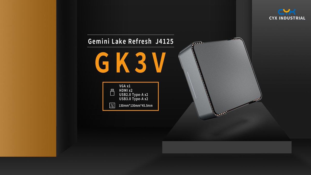 CyxminiPcs's tweet photo. CYX MINI PCs GK3V
With CPU processing function improved significantly and effectively
Gemini Lake Refresh J4125
VGA *1
HDMI *2
USB2.0 Type-A *2
USB3.0 Type-A *2
130mm*130mm*45.5mm

We offer advanced OEM/ODM solutions globally.

#CYXMINIPCs #minipc #minipcfactory #J4125 #minipcoem https://t.co/GGhO3X2h7A