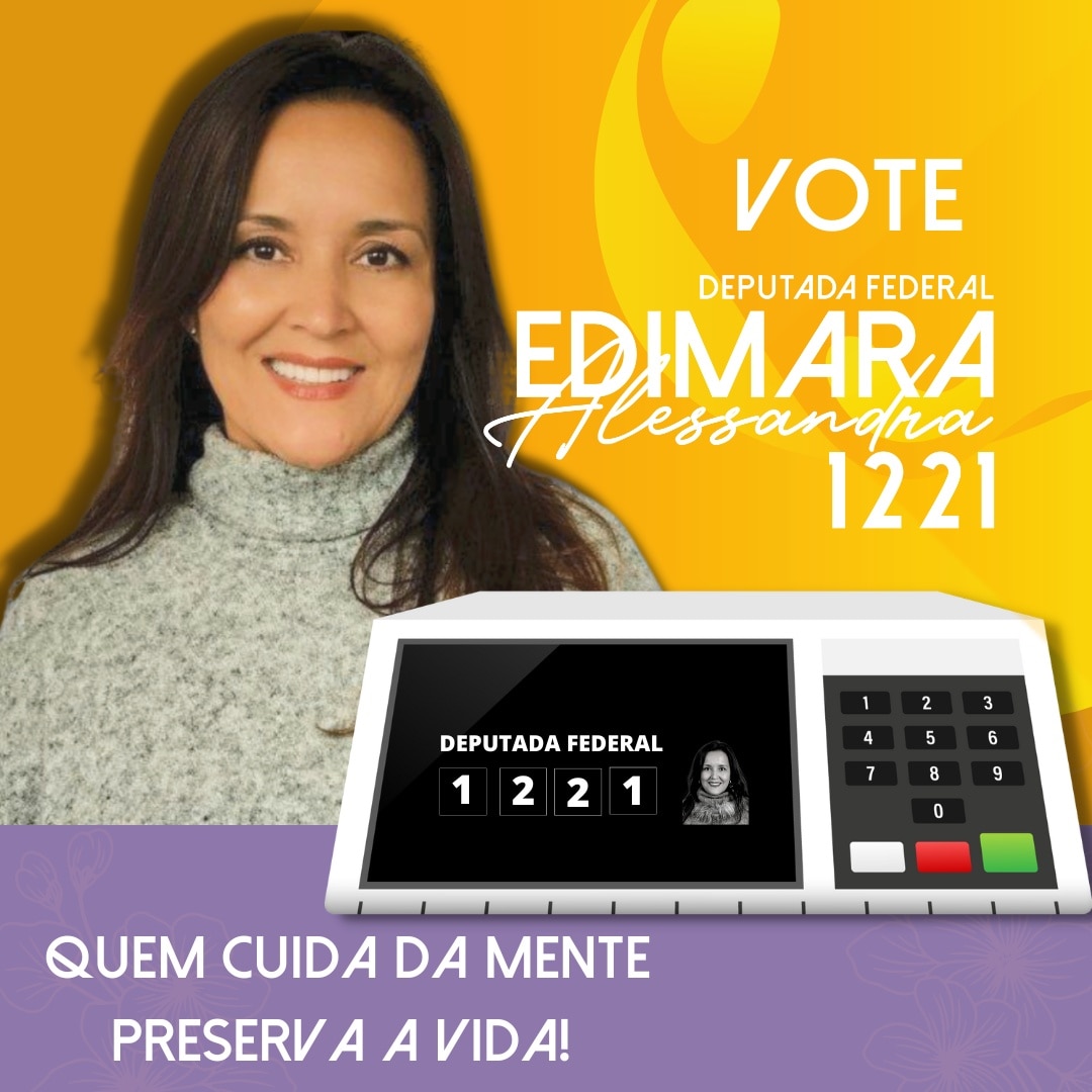 EdimaraAless's tweet photo. Domingo é um dia muito importante para o país!

Estamos na reta final da campanha e quero pedir que você venha comigo, neste momento. Peço seu apoio e seu voto para Deputada Federal no Paraná!

Quem cuida da mente preserva a vida!  Vote Edimara Alessandra 1️⃣2️⃣2️⃣1️⃣ https://t.co/RAuGbLV2BO