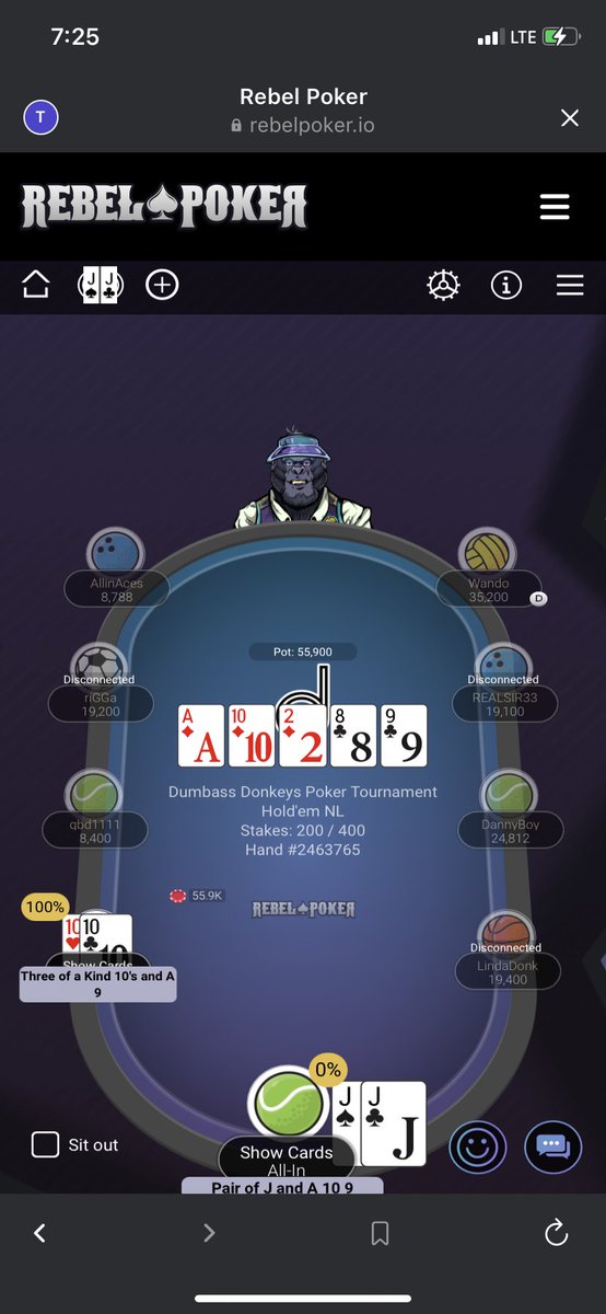 tenbeezy's tweet photo. @rebelpokerio this site is rigged i went all in pre....all jokes aside this was a super clean experience! Looking forward to mint! @dumbass_donkeys https://t.co/TRYDNZ4dT7