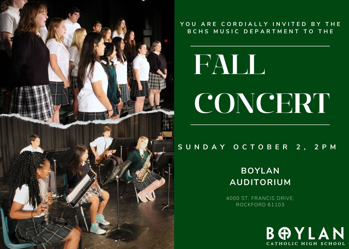 BoylanCatholic's tweet photo. The Boylan Music Department has been hard at work all quarter preparing for their Fall Concert, which will take place this Sunday, October 2 at 2PM in the Boylan Auditorium. All are invited to come and listen to some of the beautiful music that they have prepared! https://t.co/haM8XnoFqs