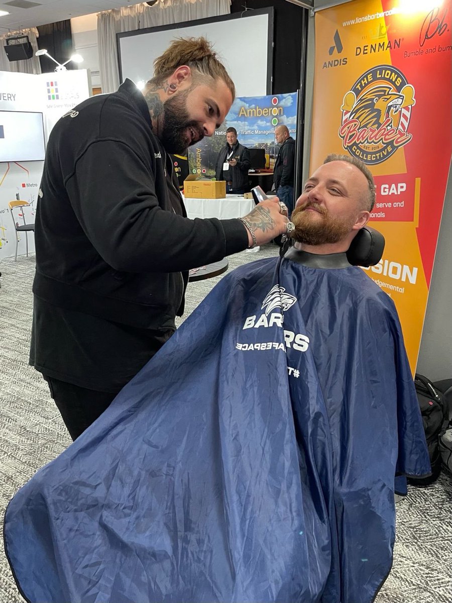 HeresTommy's tweet photo. Fantastic day speaking at and delivering a @TheLionsBarbers pop up barbershop at @SaferHighways18 #Shlive https://t.co/bYEoKwAp78