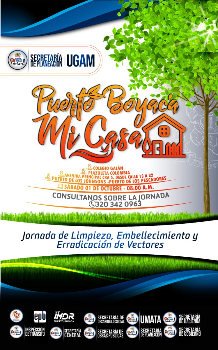 EPBPTOBOYACA's tweet photo. Puerto Boyacá Mi Casa  
Esta estrategia busca articular a la comunidad en general para realizar una jornada de limpieza, embellecimiento y erradicación de vectores en los diferentes barrios y sectores de nuestro municipio. https://t.co/ea05YCSzfq