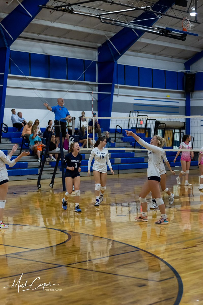 Varsity volleyball gets the win against Apostolic Maryville. 25-16, 25-20, 25-20. Kendall Stansbury 9 blocks, 6 kills. Marli Watkins 8 kills, 9 digs, 4 aces. Taylor Rose 10 kills, 7 blocks, 4 digs. Hannah Lewis w/ 21 assists. Sydney Thompson w/ 19 digs.