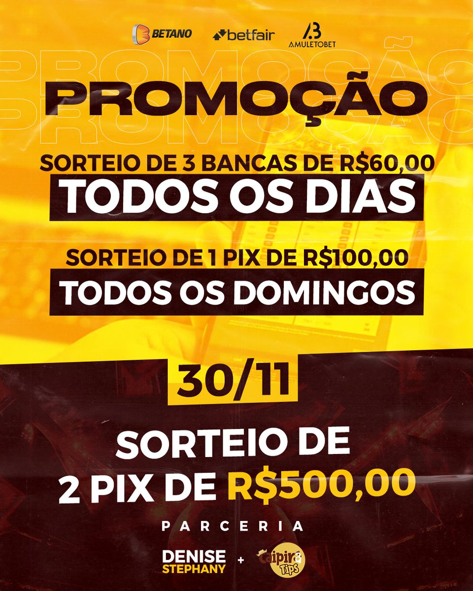 🍀 Com o Caipira + Denise só não tem banca quem não quer! 🍀

Para participar e saber das regras, cola no nosso canal no telegram! (link na bio)

🚀💰