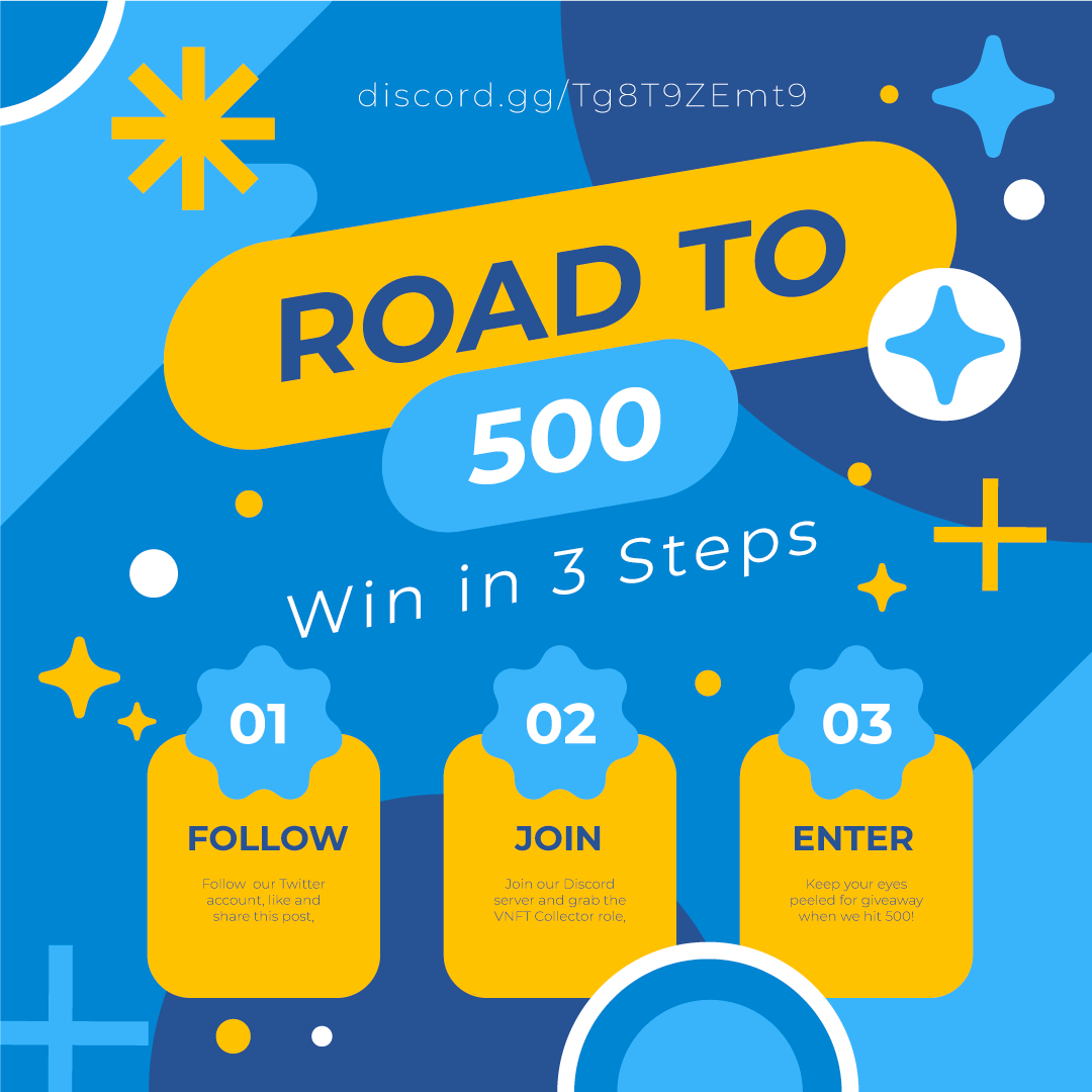 VeChainHasNFTz's tweet photo. The #VeChainHasNFTs Road to 500 is ON! When milestones are hit, the giveaways will drop! Winners will get to select NFT of choosing from our prize vault!  https://t.co/L0fdcPg67G https://t.co/F9Qfb8hhiQ