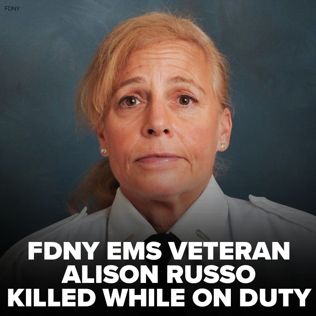 ABC7NY's tweet image. A suspect has been taken into custody after a 61-year-old on-duty FDNY EMS lieutenant was stabbed to death in Queens. Alison Russo is a 25-year veteran of the FDNY and was also a 9/11 first responder. 7ny.tv/3UNnyZE