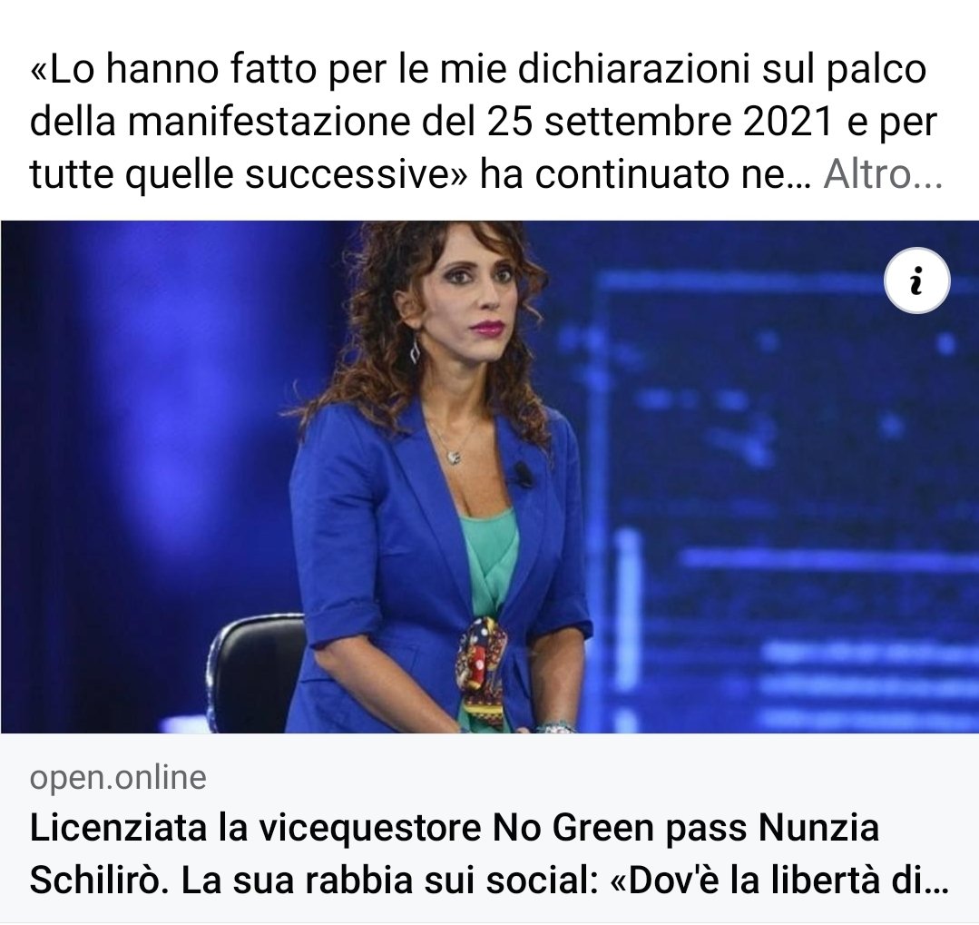 shoshanna462731's tweet photo. Giornata pregna di soddisfazioni oggi, dopo quell' interdetto di #Tuiach un'altra luminare delle puttanate no vax e no green pass è stata messa, giustamente, dove deve stare: lontana da qualsiasi carica pubblica.
Ciao ciao #Schillirò https://t.co/tq82We9fY3