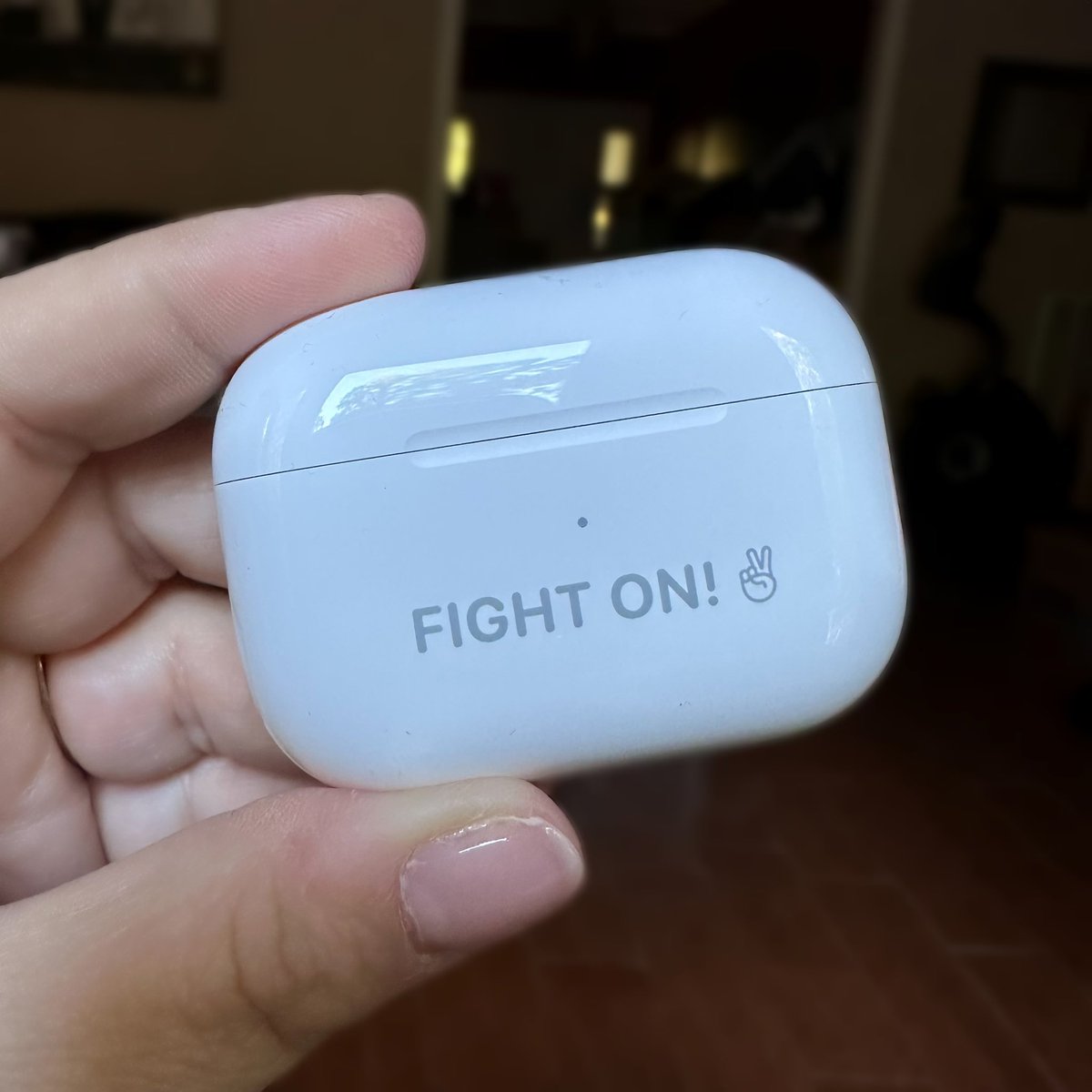 kristysherrod's tweet photo. Did I get new AirPods Pro? Yes. Did I make sure everyone would know I went to @USC by engraving my new AirPods Pro? Also, yes. #FightOn #USCAlum https://t.co/YFLW9yfbkU