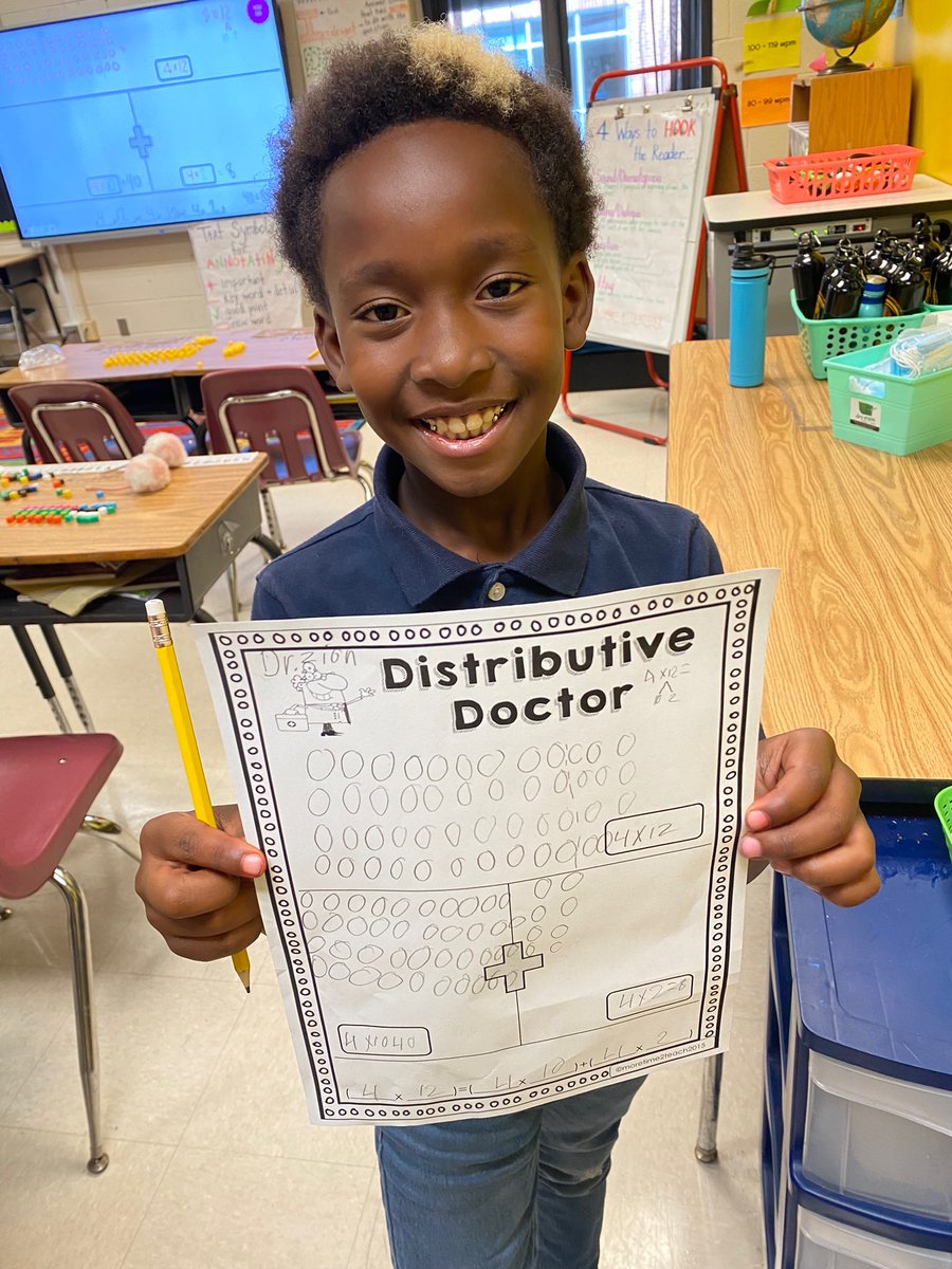 MsRichK5's tweet photo. Struggling with the distributive property? ✏️ No worries! Schedule an appointment with one of our Distributive Doctors, on call daily (but only after they complete their assignments)! 🥼🩺📙 #WeCanWeWill #MathMagic @PruittQuentina @EFLULeads @HollandPFES @APSPeytonForest https://t.co/UtJWK8GPqt