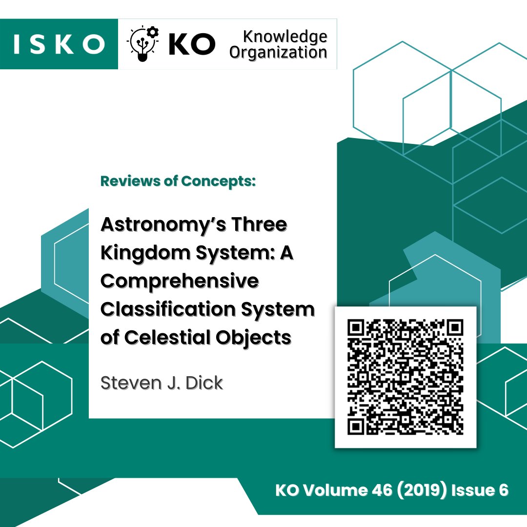 ko_isko_'s tweet photo. Astronomy’s Three Kingdom System: A Comprehensive Classification System of Celestial Objects
Steven J. Dick
Available at: https://t.co/xn7poc2qB8
#KO #KnowledgeOrganization #astronomy #threekingdom #classification #celestialobjects #informationscience #isko https://t.co/RVA3BxxDzF