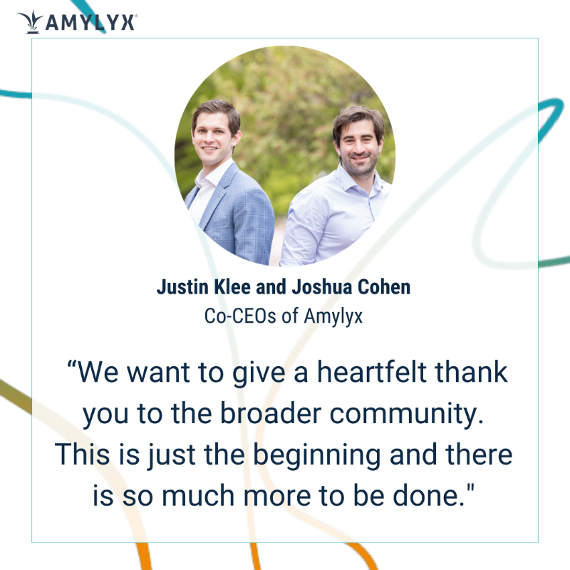 AmylyxPharma's tweet photo. #NEWS: We are thrilled to share that the @US_FDA has approved our new therapy. We’ve had the privilege of working closely with the broader community for nearly a decade and are grateful to all of those who continue to support our mission and our clinical programs.