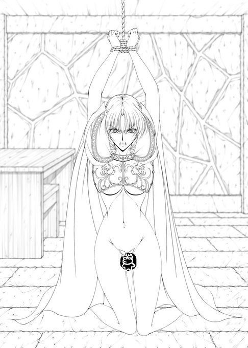 今日の一枚も #ワーズワース の18禁同人漫画「がんばれシャロンちゃんA」の画像。
前回から背景も描き終わってキャラも清書が終わって脱衣差分の組み合わせを確認してる時の物。
自分の脱衣は服装を個別に使用出来る様にしてこういう風に裸に鎧とマントだけと言う組み合わせも出来るのが特徴ですね～。 