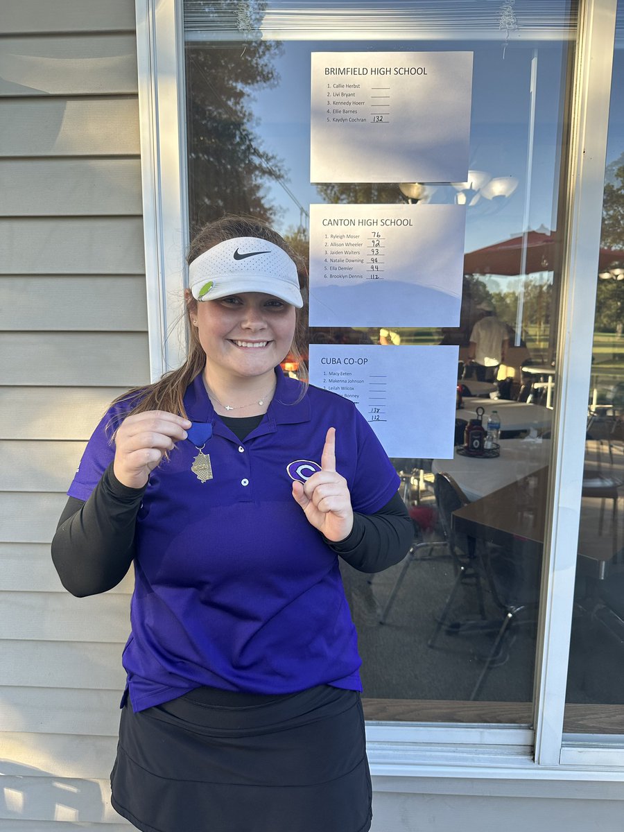 CantonGirlsGolf's tweet photo. Ryleigh Moser was the medalist today shooting a personal best of 76! Great job Ryleigh!! https://t.co/vFLs8wEQf3