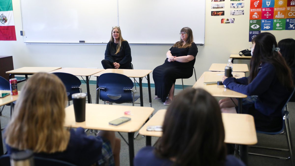glenlyonnorfolk's tweet photo. Thank you to Jenn Mortimer and Crystal Edey from Out of the Rain Youth Shelter for coming to talk to the Social Justice 12 class last week. Student's got an inside look at what the local organization does.
#mygns #socialjustice #grade12 #outoftherain https://t.co/nJ7cF7pV16