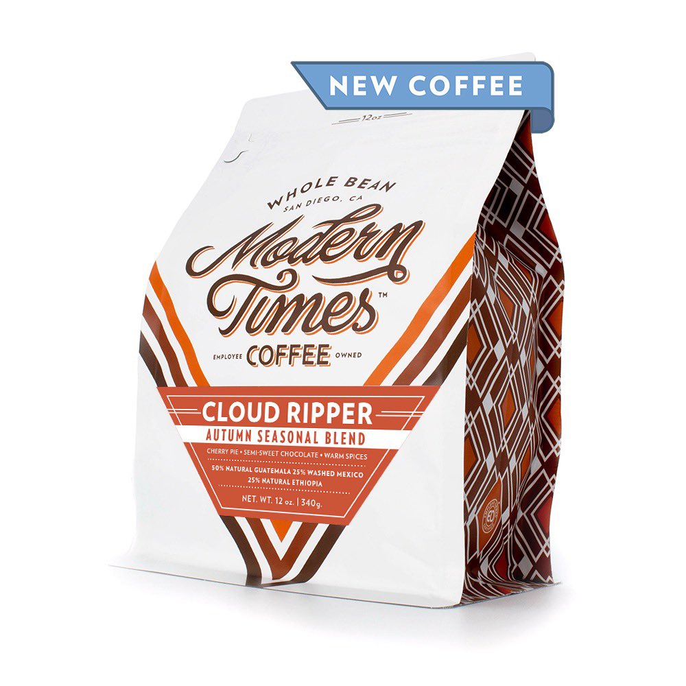 NOW AVAILABLE: Cloud Ripper. This autumnal blend sports notes of fresh cherry pie, semi-sweet chocolate, and warming spices. You can grab a bag now at our tasting rooms or in our online store here: bit.ly/3E58wbx