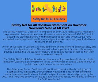 BetTzedek's tweet photo. We are disappointed that @CAGovernor failed to stand with excluded workers by vetoing #AB2847. With the COVID-19 pandemic, wildfires, and other disasters, it is essential that we fully support #ExcludedWorkers, esp in times of crisis. Our statement below: https://t.co/gwgxczwYh1