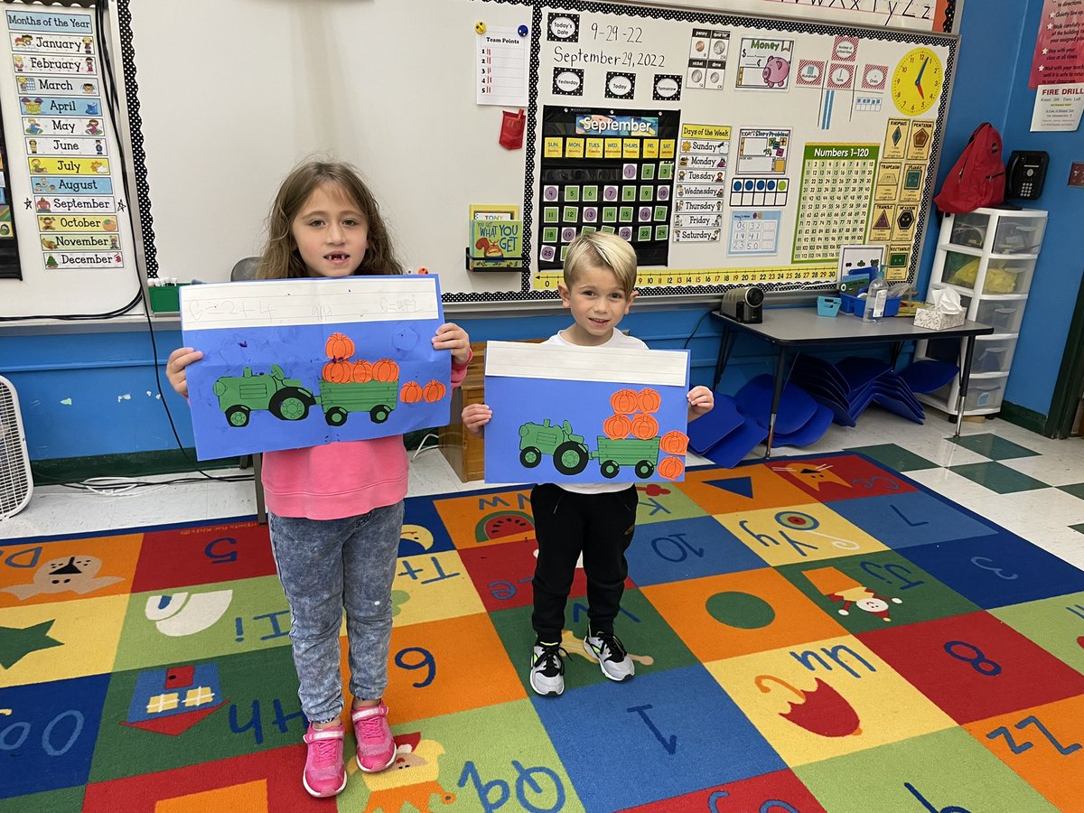 We made part-part-whole tractors today. Fun with turn around facts! 🎃